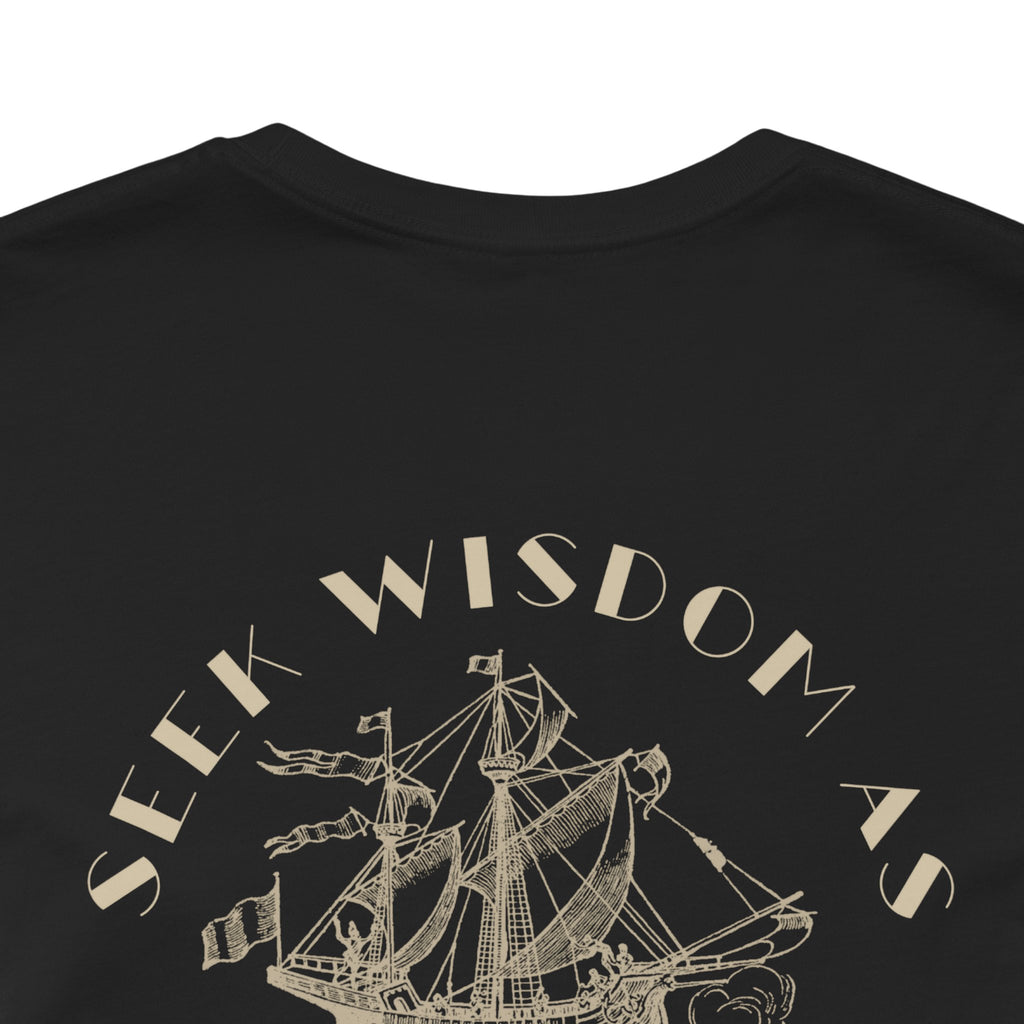 Hidden Treasure Sailboat Tee — "Seek Wisdom" Nautical Graphic Shirt