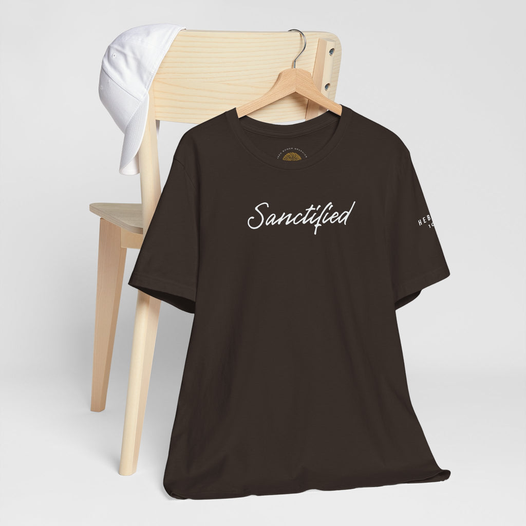 Sanctified – Christian Minimal Script Tee | Set Apart in Christ
