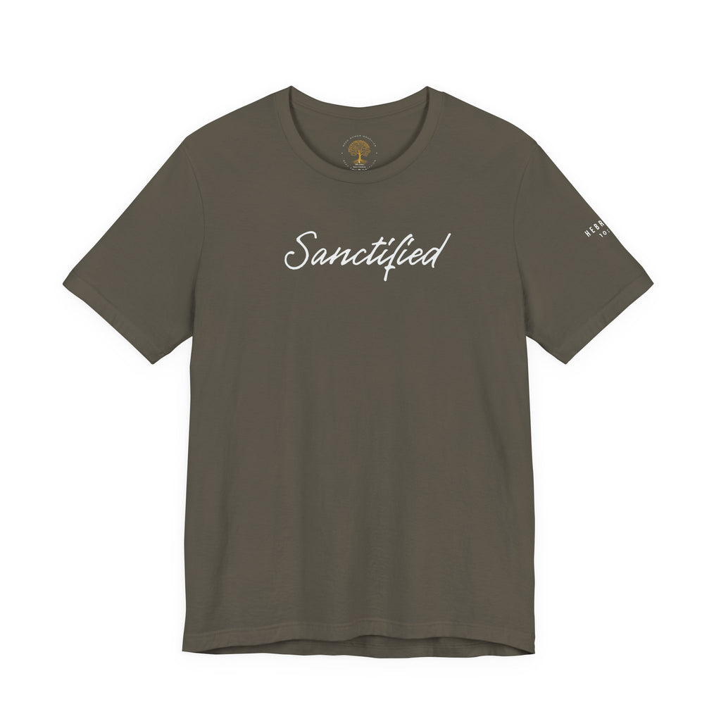 Sanctified – Christian Minimal Script Tee | Set Apart in Christ