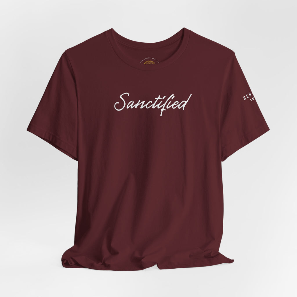 Sanctified – Christian Minimal Script Tee | Set Apart in Christ