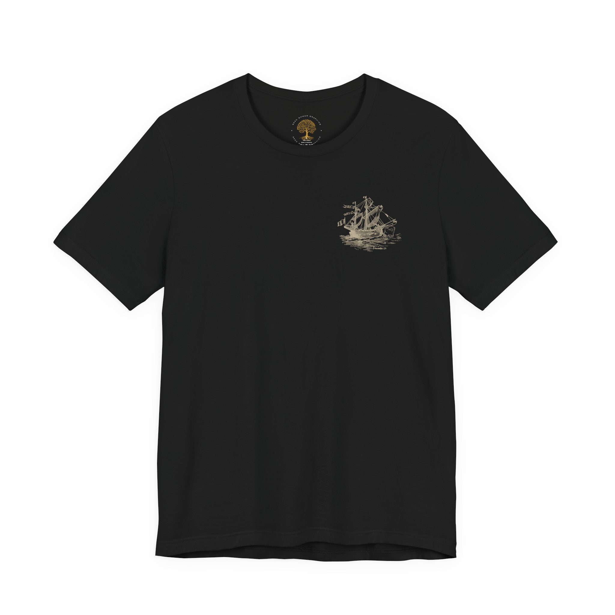 Hidden Treasure Sailboat Tee — "Seek Wisdom" Nautical Graphic Shirt