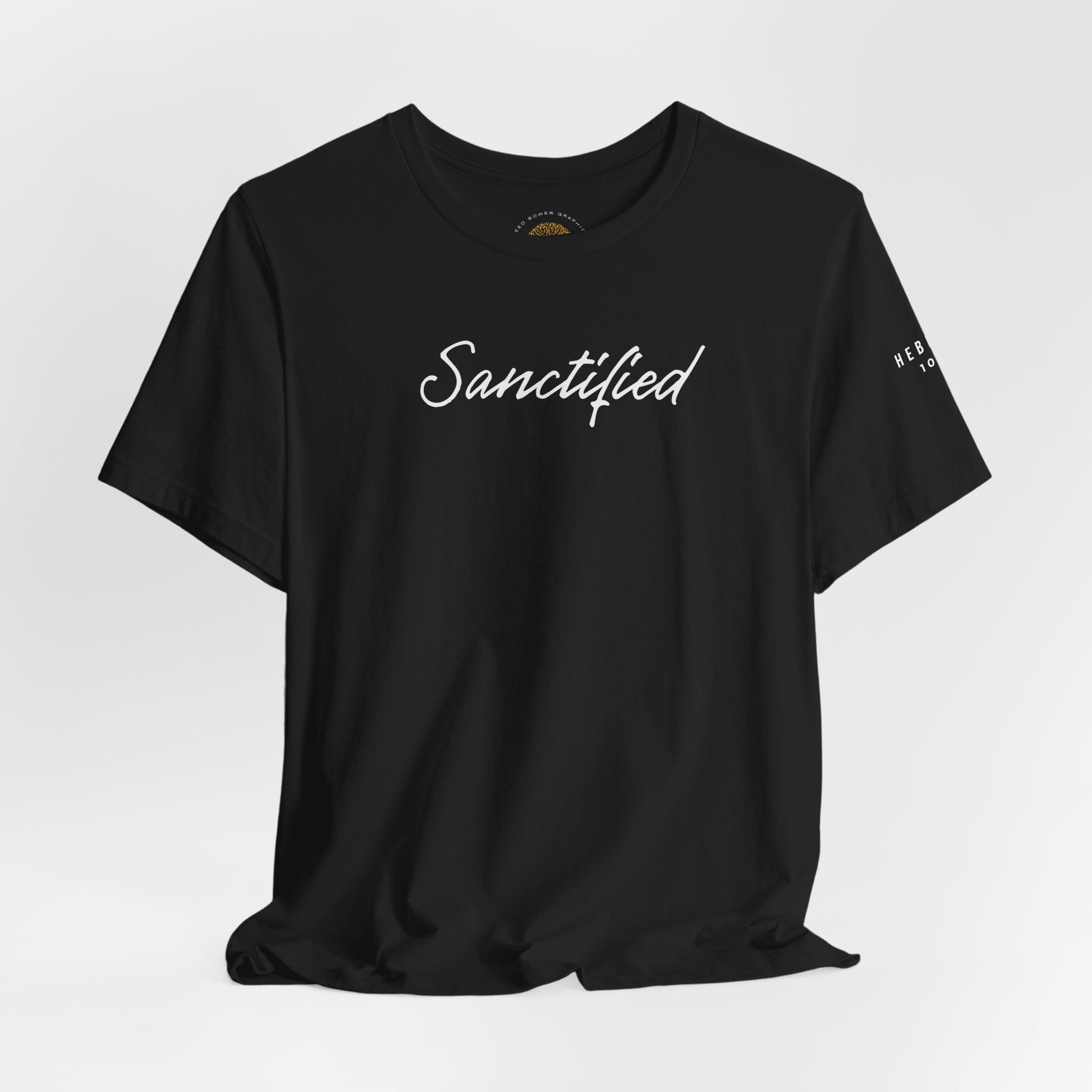 Sanctified – Christian Minimal Script Tee | Set Apart in Christ