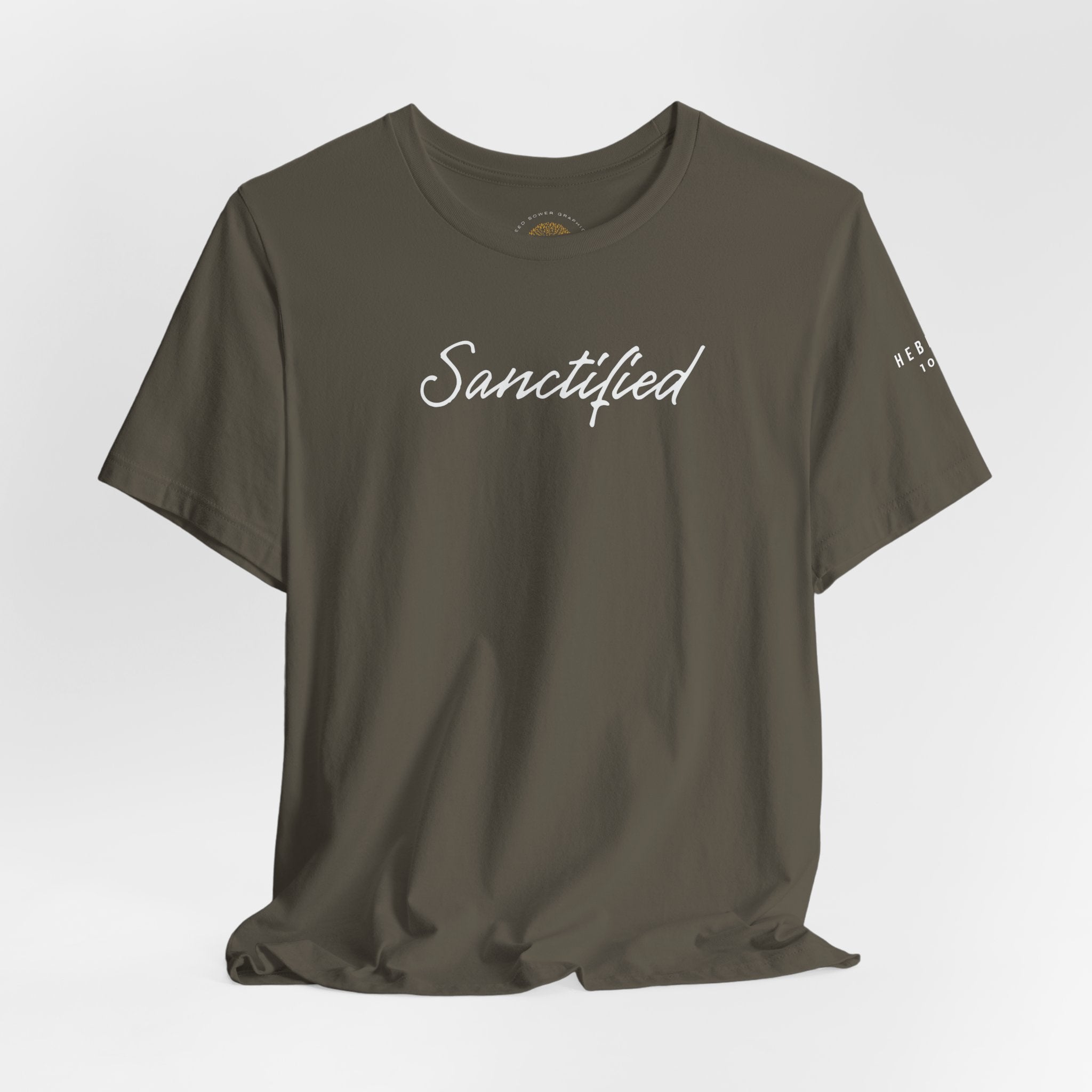 Sanctified – Christian Minimal Script Tee | Set Apart in Christ