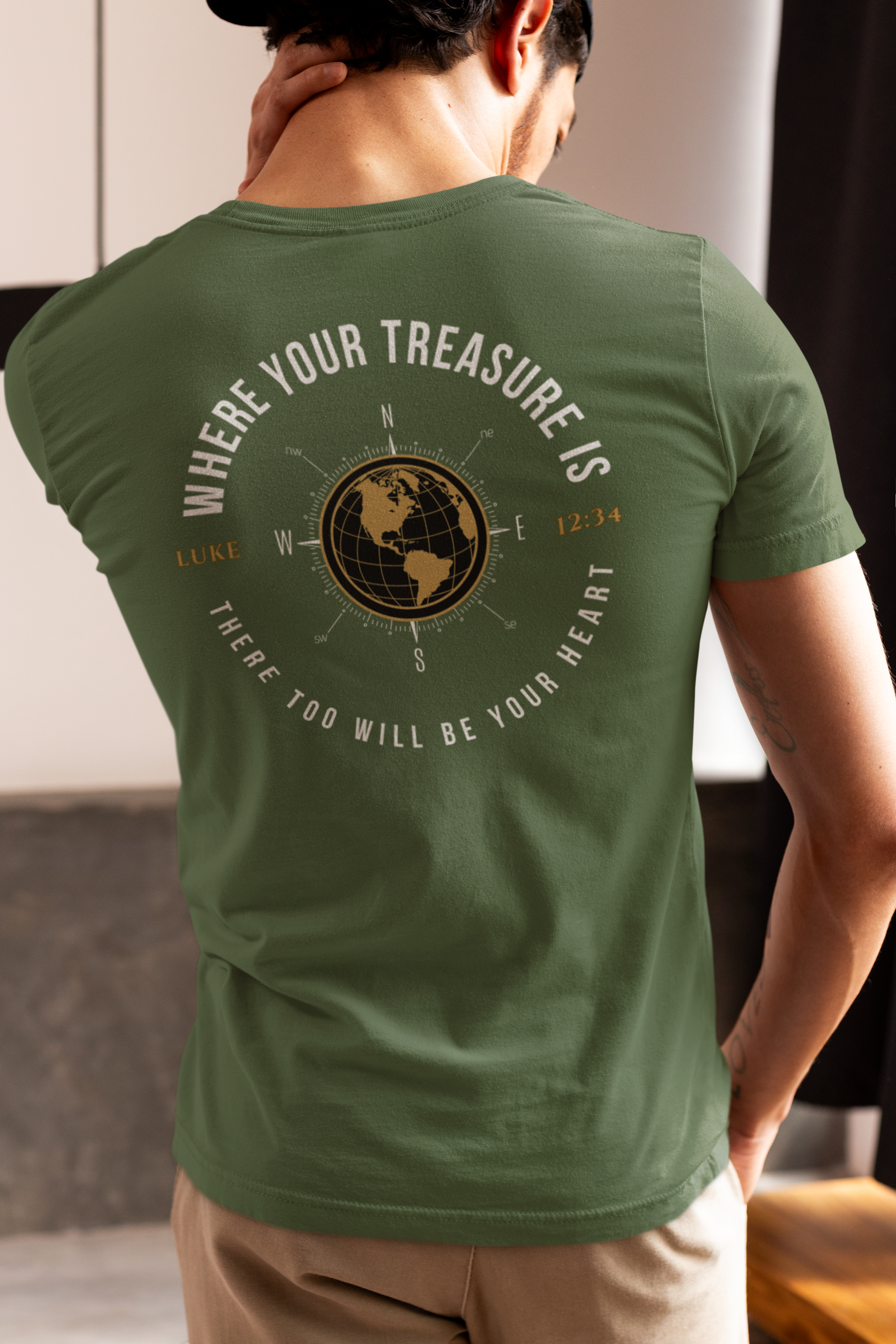 Where Your Treasure Is Christian Graphic Tee | Luke 12:34 Unisex Bible Verse Shirt for Adults
