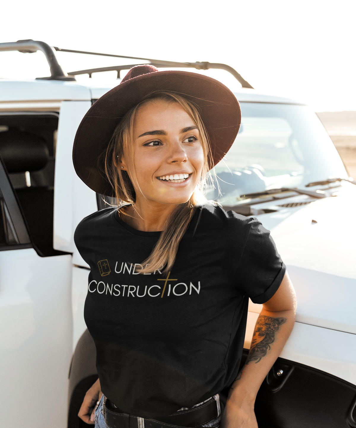 Under Construction Christian T-Shirt for Adults | Faith-Based Bible Graphic Tee | Christian Shirt for Men & Women