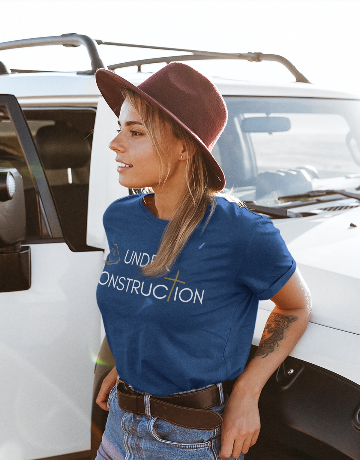 Under Construction Christian T-Shirt for Adults | Faith-Based Bible Graphic Tee | Christian Shirt for Men & Women