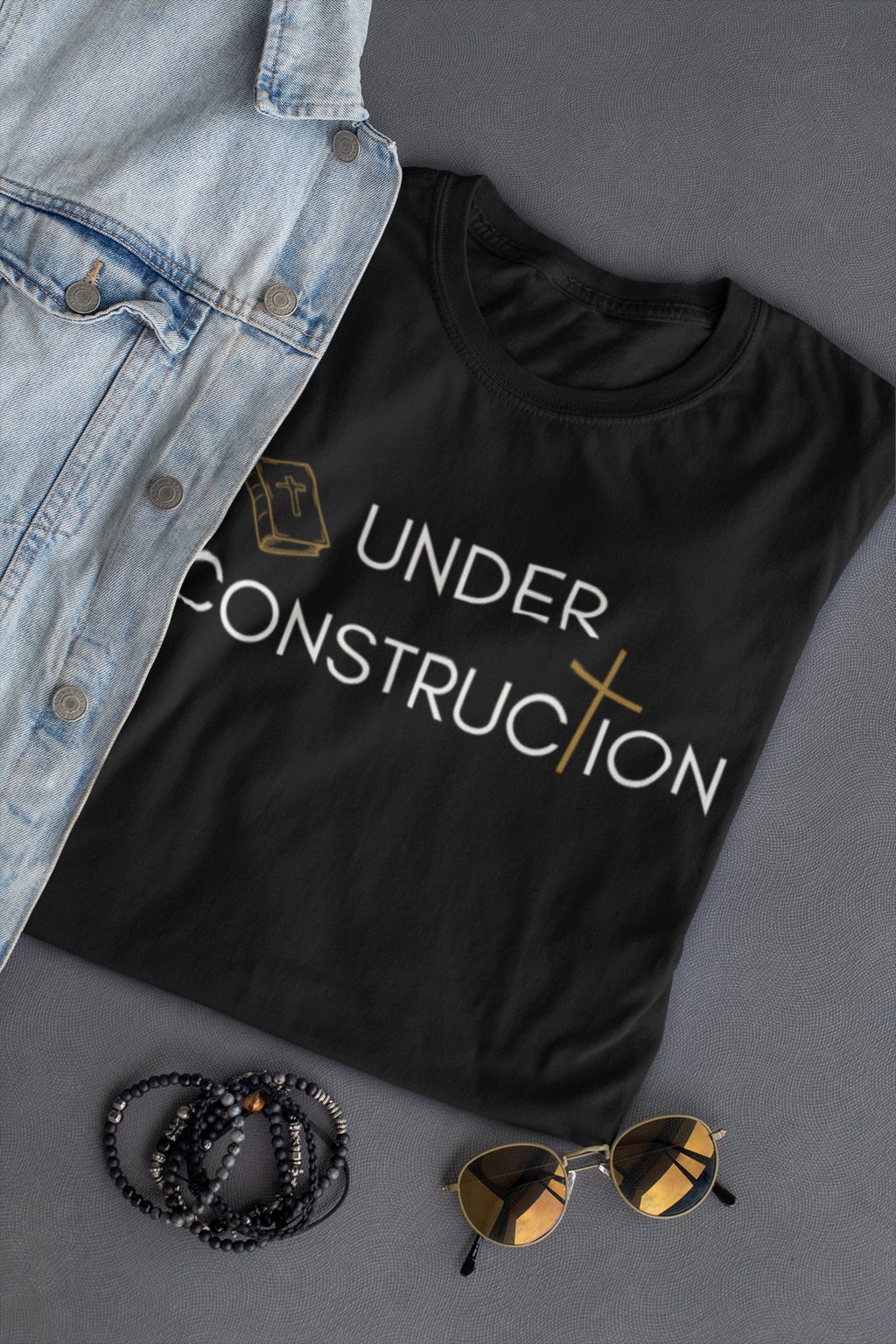 Under Construction Christian T-Shirt for Adults | Faith-Based Bible Graphic Tee | Christian Shirt for Men & Women