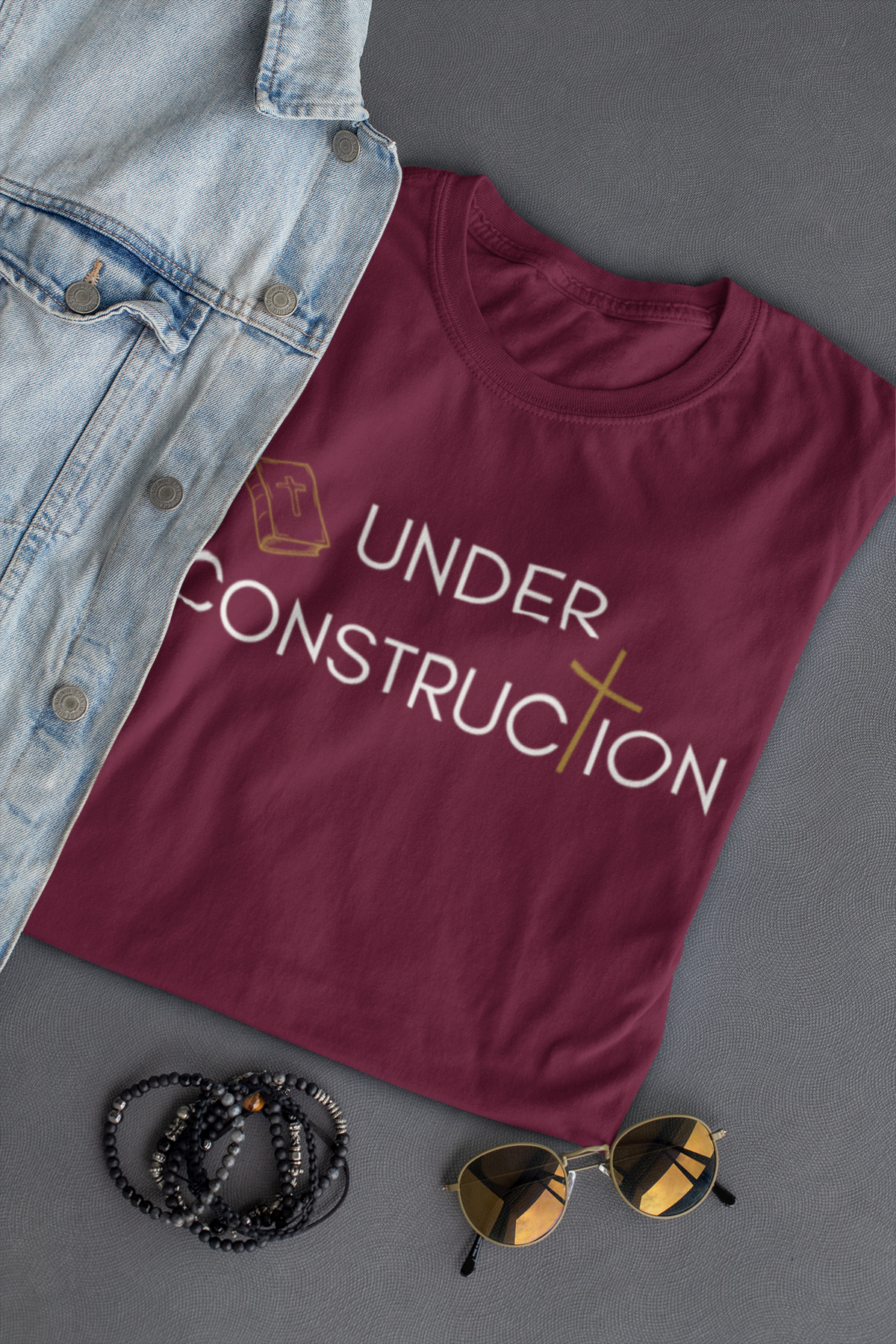Under Construction Christian T-Shirt for Adults | Faith-Based Bible Graphic Tee | Christian Shirt for Men & Women