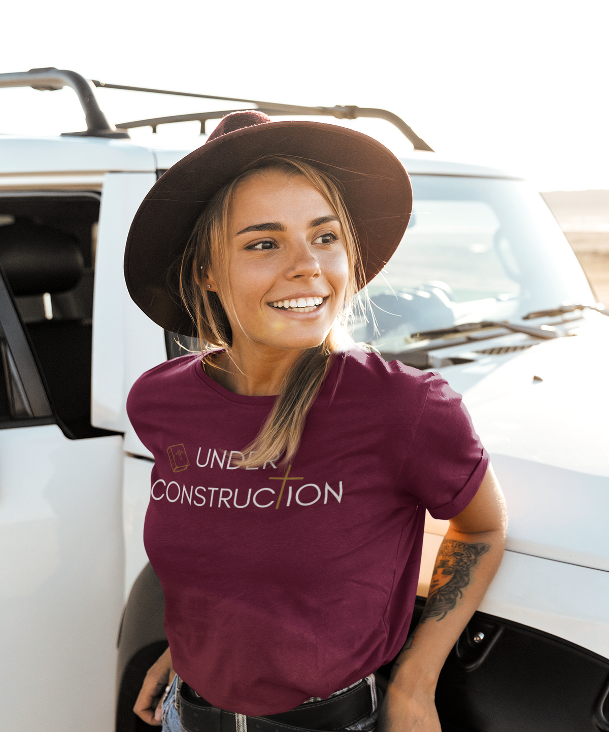 Under Construction Christian T-Shirt for Adults | Faith-Based Bible Graphic Tee | Christian Shirt for Men & Women