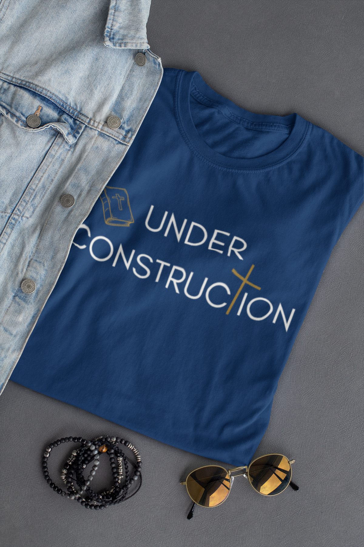 Under Construction Christian T-Shirt for Adults | Faith-Based Bible Graphic Tee | Christian Shirt for Men & Women