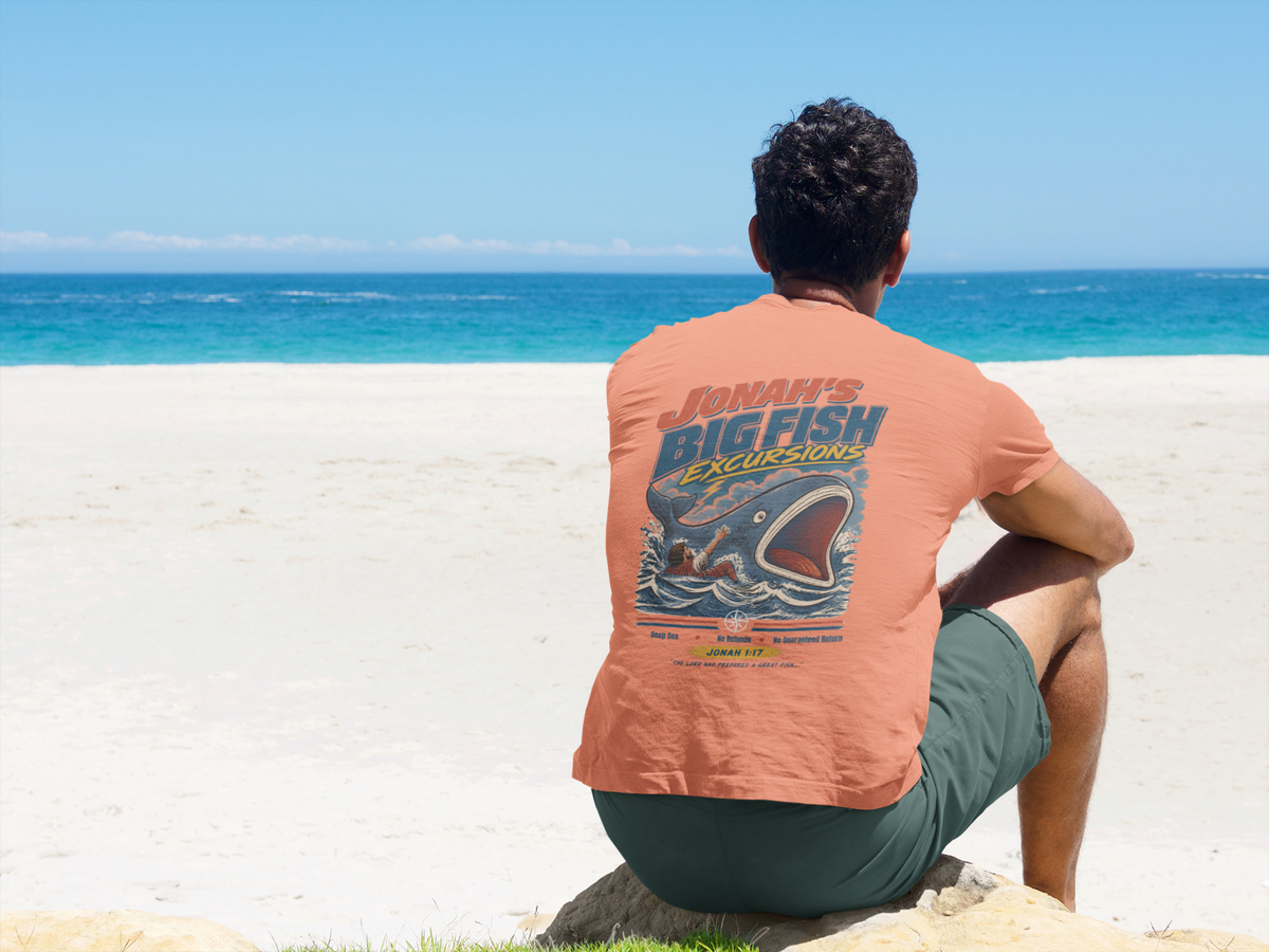 Jonah’s Big Fish Christian Shirt for Adults | Jonah 1:17 Fishing Graphic Tee | Christian Outdoor Apparel