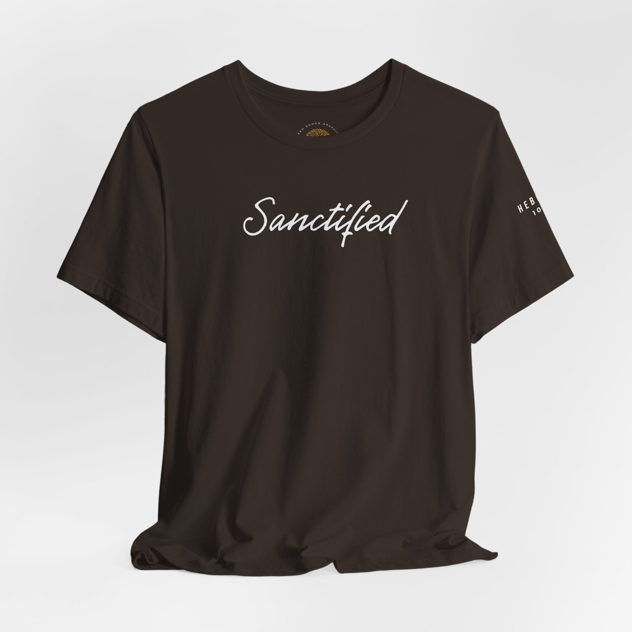 Sanctified – Christian Minimal Script Tee | Set Apart in Christ