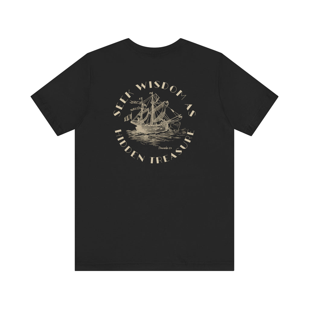 Hidden Treasure Sailboat Tee — "Seek Wisdom" Nautical Graphic Shirt