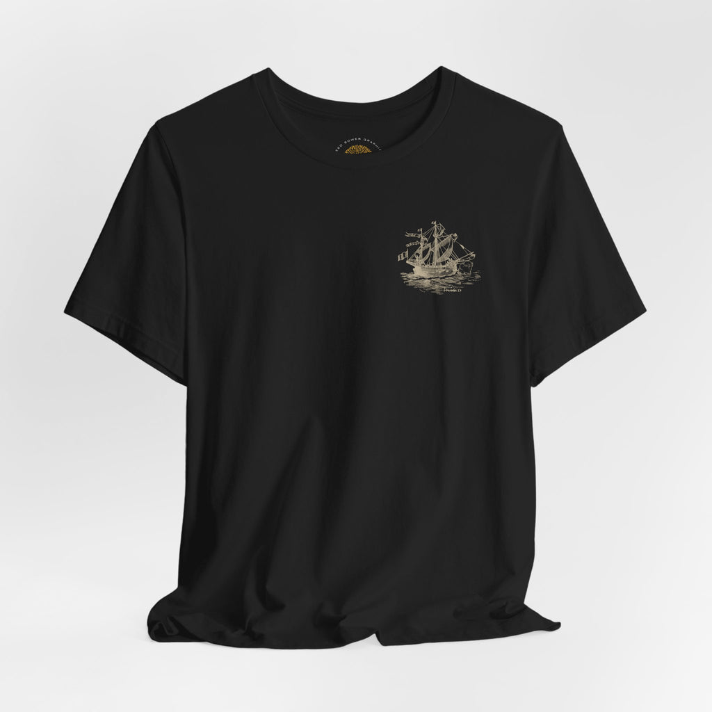 Hidden Treasure Sailboat Tee — "Seek Wisdom" Nautical Graphic Shirt