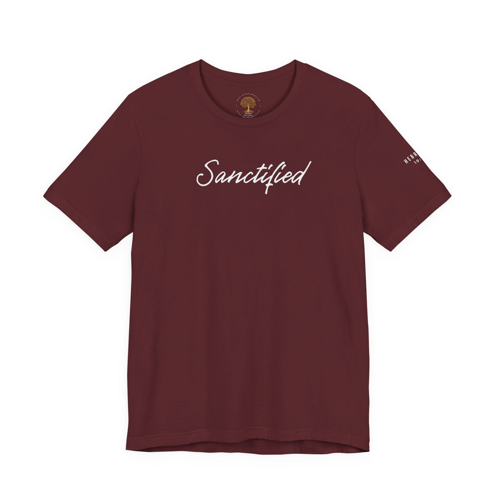 Sanctified – Christian Minimal Script Tee | Set Apart in Christ