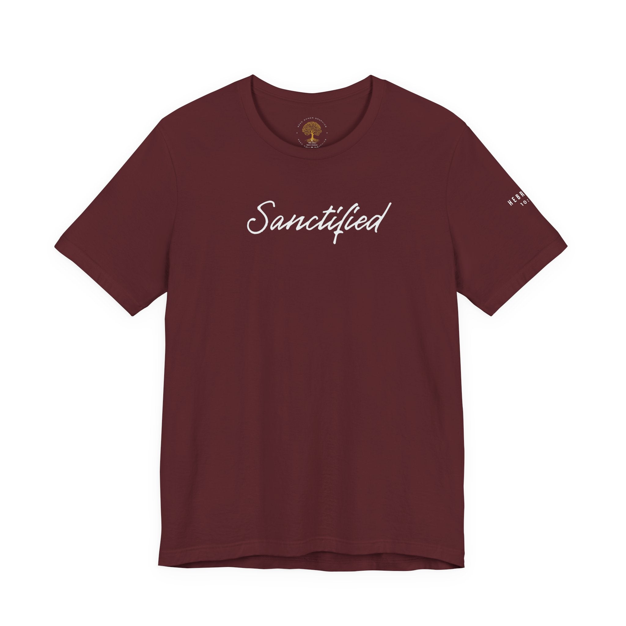 Sanctified – Christian Minimal Script Tee | Set Apart in Christ