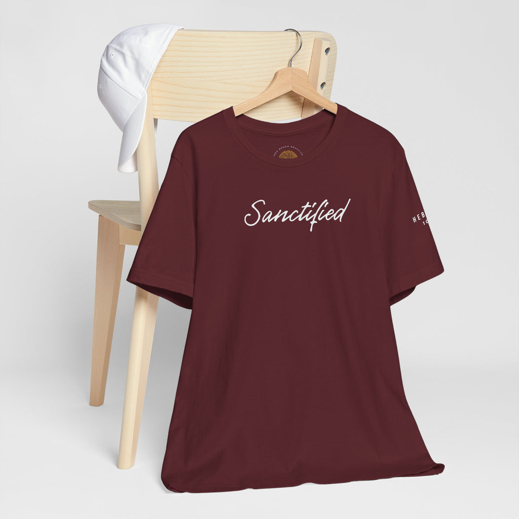 Sanctified – Christian Minimal Script Tee | Set Apart in Christ