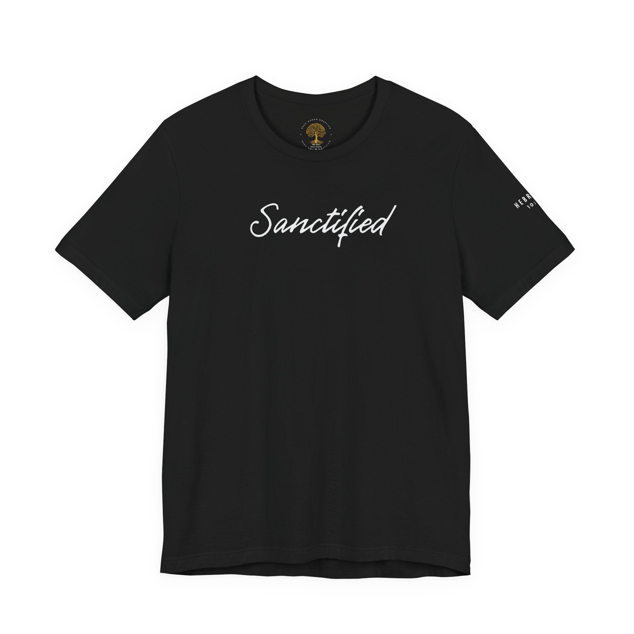 Sanctified – Christian Minimal Script Tee | Set Apart in Christ