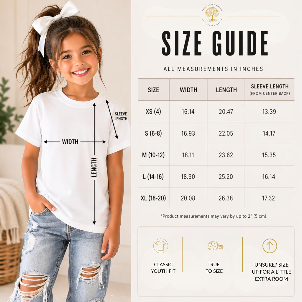 5000B Gildan youth size chart provided by SeedSowerGraphics